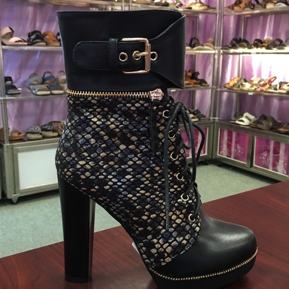 Italina Shoes - Last 2!  Italina 4” Black Python Snake Bootie